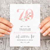 70e verjaardag Eenvoudig roze en witte afbeelding Kaart