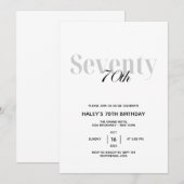 70e verjaardag Elegant Chic Black en White Kaart (Voorkant / Achterkant)