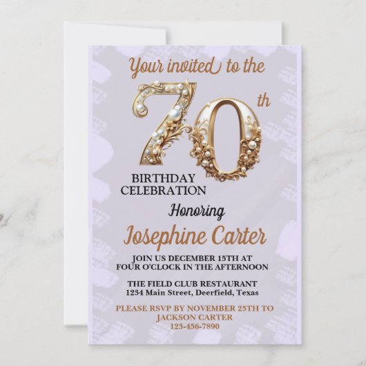 70e verjaardag Elegant feest Kaart (Voorkant)