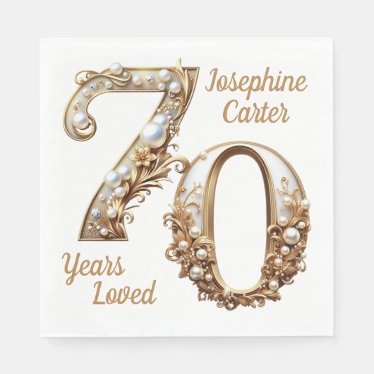 70e verjaardag Elegant feest Servet (Voorkant)