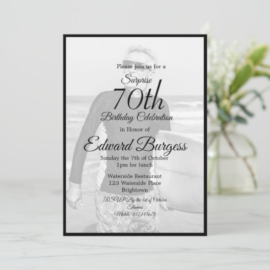 70e verjaardag Elegant Foto Monogram Birthday Kaart (Staand voorkant)