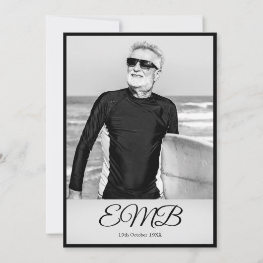 70e verjaardag Elegant Foto Monogram Birthday Kaart (Achterkant)