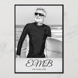 70e verjaardag Elegant Foto Monogram Birthday Kaart