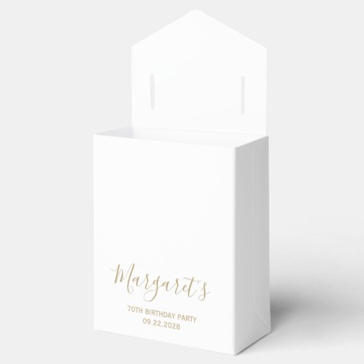 70e verjaardag Elegant Gold Confetti White Bedankdoosjes (Geopend)