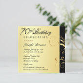 70e verjaardag - Elegant Gold Floral Invites Kaart (Staand voorkant)