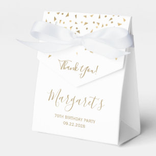 70e Verjaardag Elegant Goud Confetti Wit Bedankdoosjes