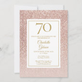 70e verjaardag Elegant Roos Gold Glitter Kaart (Voorkant)