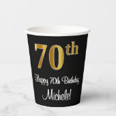 70e verjaardag - Elegante luxe Faux Gold look # Papieren Bekers (Voorkant)