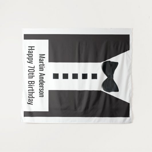 70e Verjaardag 🎉 Elegante Smoking Wandkleed (Voorkant (horizontaal))