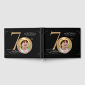 70e verjaardag Elegante zwart gouden kalligrafie Gastenboek (Volledig)