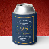 70e verjaardag elk jaar of naam Elegant Blue Gold Blikjeskoeler