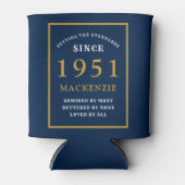 70e verjaardag elk jaar of naam Elegant Blue Gold Blikjeskoeler (Voorkant)