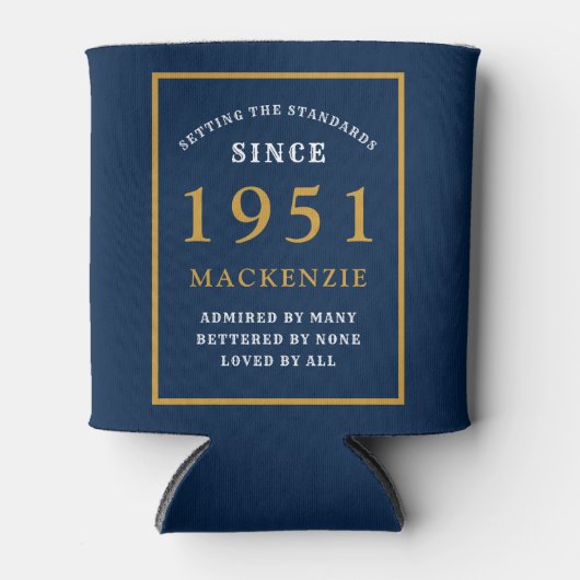 70e verjaardag elk jaar of naam Elegant Blue Gold Blikjeskoeler (Voorkant)