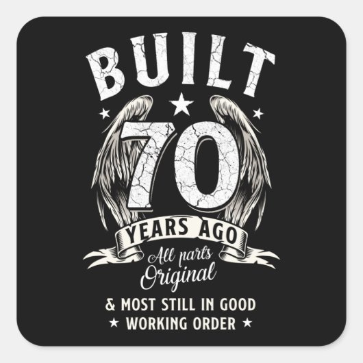 70e verjaardag engel vierkante sticker (Voorkant)