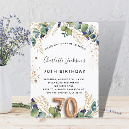 70e verjaardag eucalyptus greenery glitter elegant kaart