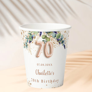 70e verjaardag eucalyptus greenery glitter name papieren bekers