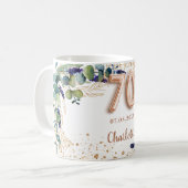 70e verjaardag eucalyptus groen glitter koffiemok (Voorkant links)