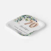 70e verjaardag eucalyptus groen naam papieren bordje (Gebogen)