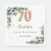 70e verjaardag eucalyptus groen naam servet (Voorkant)