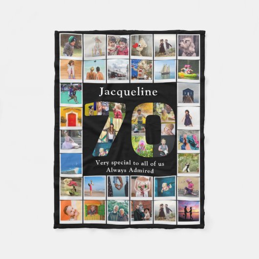 70e verjaardag familie foto sjabloon fleece deken (Voorkant)