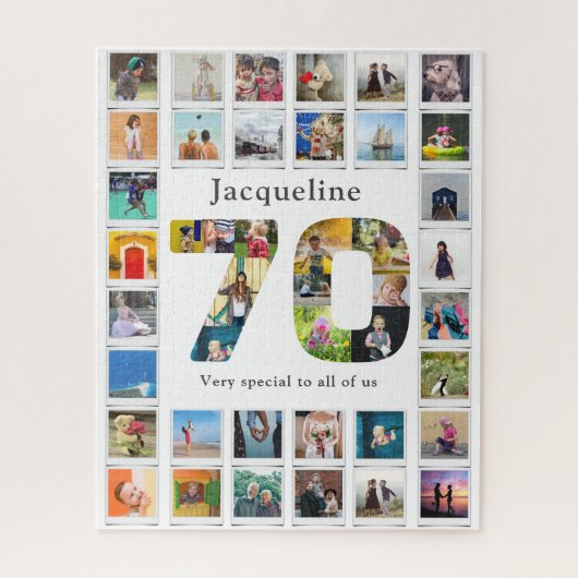 70e verjaardag familie foto sjabloon legpuzzel (Verticaal)