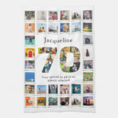 70e verjaardag familie foto sjabloon theedoek (Verticaal)