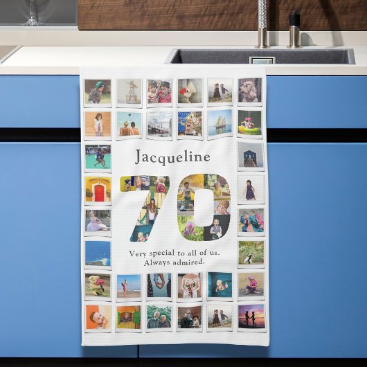 70e verjaardag familie foto sjabloon theedoek