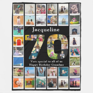 70e verjaardag familie foto template groot fleece deken