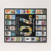 70e verjaardag familie foto template zwart legpuzzel (Horizontaal)