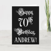 70e verjaardag: Fancy, elegant script + aangepaste Kaart (Voorkant)