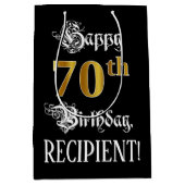 70e verjaardag ~ Fancy script; Faux Gold look; naa Medium Cadeauzakje (Voorkant)