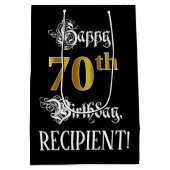 70e verjaardag ~ Fancy script; Faux Gold look; naa Medium Cadeauzakje (Achterkant)