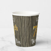 70e verjaardag — Faux Gold & Faux Wood Papieren Bekers (Rechts)