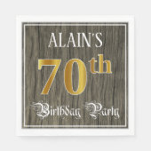 70e verjaardag — Faux Gold & Faux Wood Servet (Voorkant)