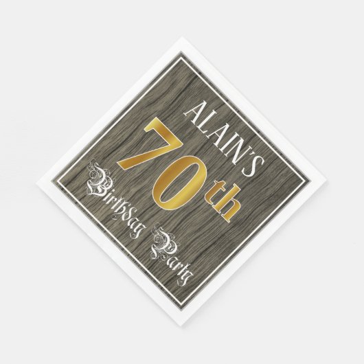 70e verjaardag — Faux Gold & Faux Wood Servet (Hoek)