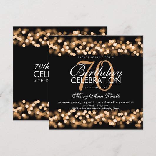 70e verjaardag Faux Gold Hollywood Glam Kaart (Voorkant / Achterkant)