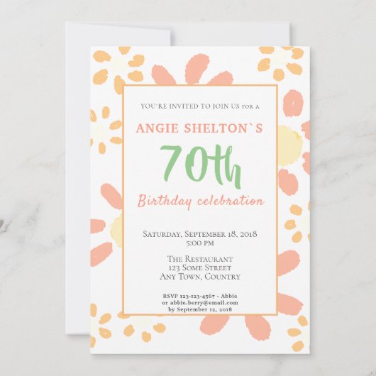 70e Verjaardag Feest Bloemen Motivatie Grappig Kaart (Achterkant)