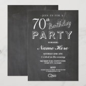 70E VERJAARDAG FEEST CHALKBOARD SURPRISE INVITE KAART (Voorkant / Achterkant)