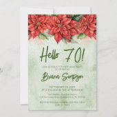 70e Verjaardag Feest Kerstmis Poinsettia Bloemen Kaart (Voorkant)