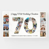 70e verjaardag feest nummer 70 fotocollage spandoek (Horizontaal)