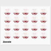 70e Verjaardag Feest Rood Roze Bloemen Dank u Ronde Sticker (Vel)