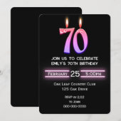 70e verjaardag feestkaarsen kaart (Voorkant / Achterkant)