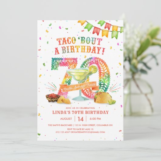 70e verjaardag Fiesta Uitnodiging (Staand voorkant)