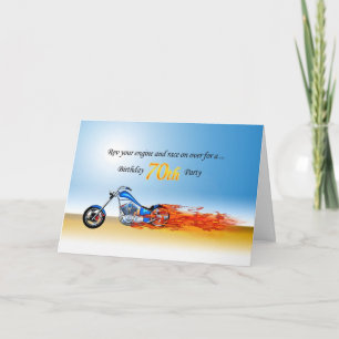 70e verjaardag Flaming Motorcycle Party Uitnodigin