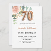 70e verjaardag floraal roos goud eucalyptus greene kaart (Voorkant)