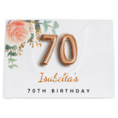 70e verjaardag floraal roos goud eucalyptusverjaar groot cadeauzakje (Voorkant)