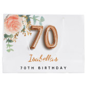 70e verjaardag floraal roos goud eucalyptusverjaar groot cadeauzakje (Achterkant)