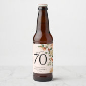 70e  verjaardag Floral Bier Etiket (Voorkant)