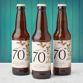 70e  verjaardag Floral Bier Etiket