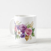 70e verjaardag Floral Bouquet Gold Accent Koffiemok (Voorkant links)